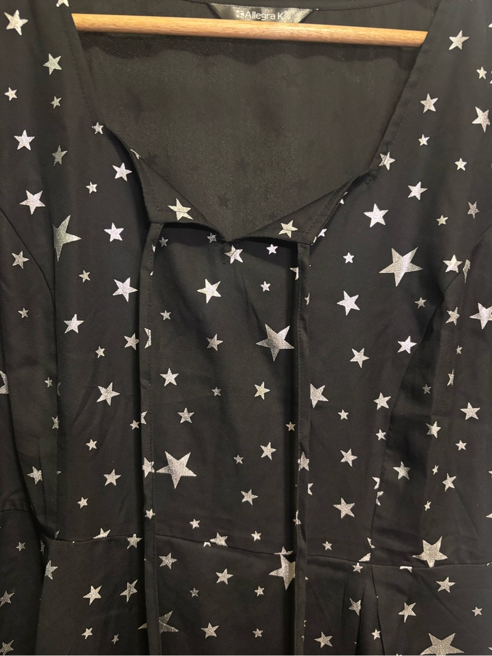 Allegra K Black Star-Print Short Sleeve Dress - Picture 2 of 5
